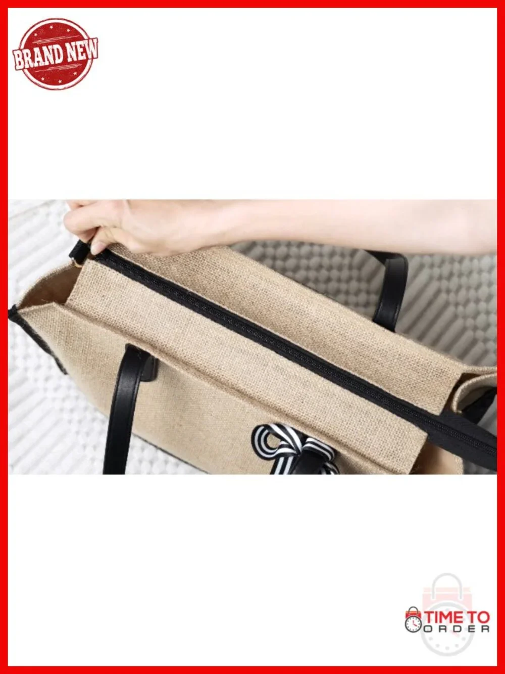 Personalized DIY Initial Tote Bag with Stencils, Jute, Crossbody, Large Capacity